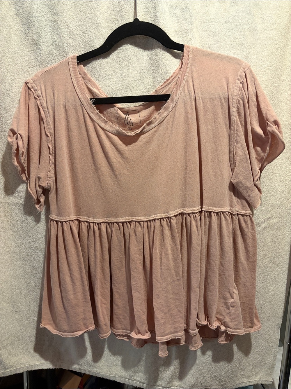 We The Free Dusty Blush Peplum Short Sleeve Tunic